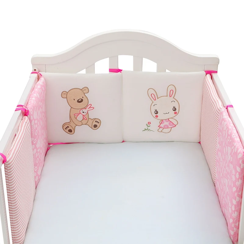 

6Pcs Baby Crib Protector Baby Bed Bumpers for Newborn Toddler Cot Around Cushion Cotton Crib Pillow Bedding Set for Infants Room