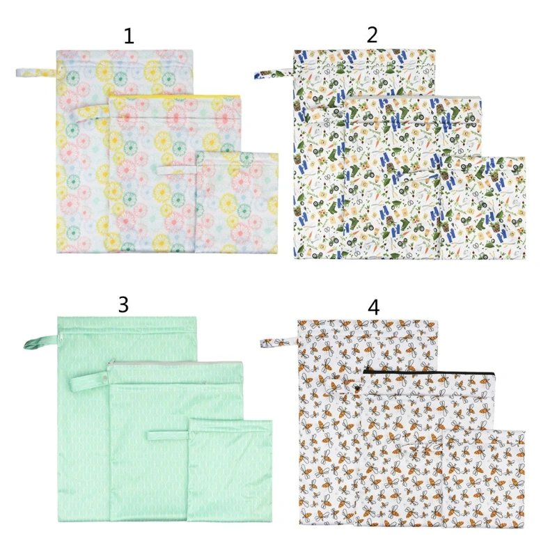 3 PCS Wet Dry Bags for Cloth Diapers Nappy Daycare Organiser Storage Waterproof Washable Reusable |