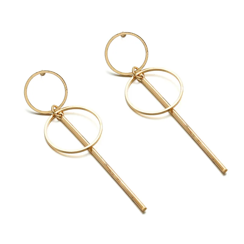 Delysia King   Simple geometric hollow circle long alloy earrings ear jewelry