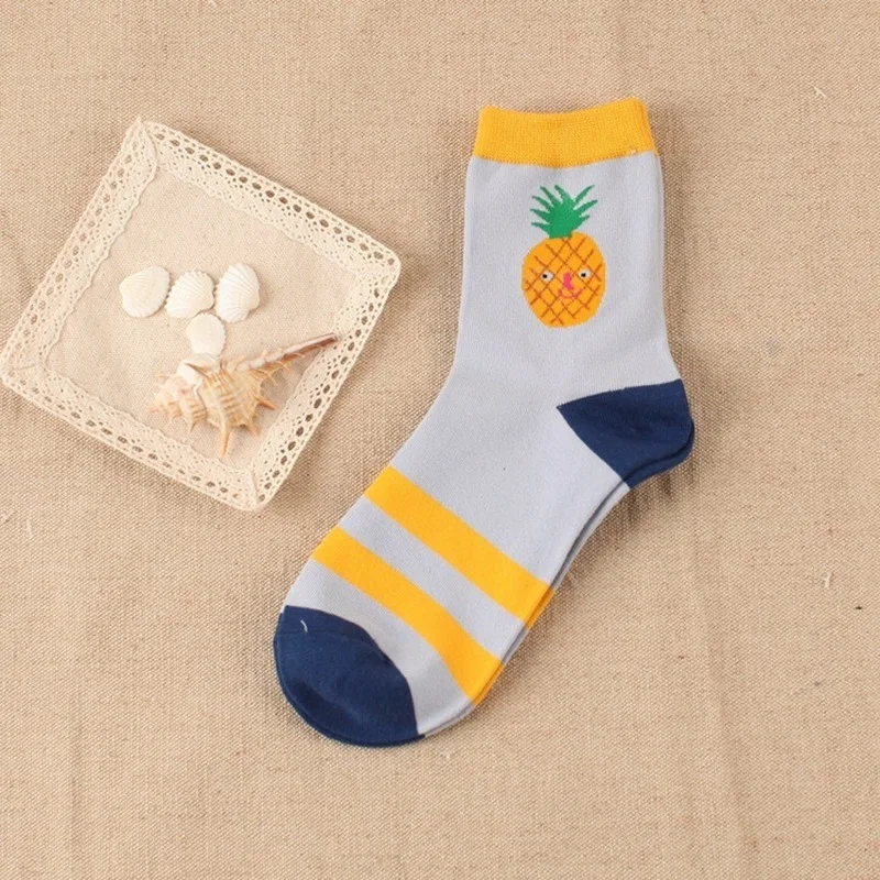 

1 Pair Autumn and Winter New Women In The Tube Socks Cartoon Female Cotton Socks Fruit Series Female Socks Long Socks Wholesale
