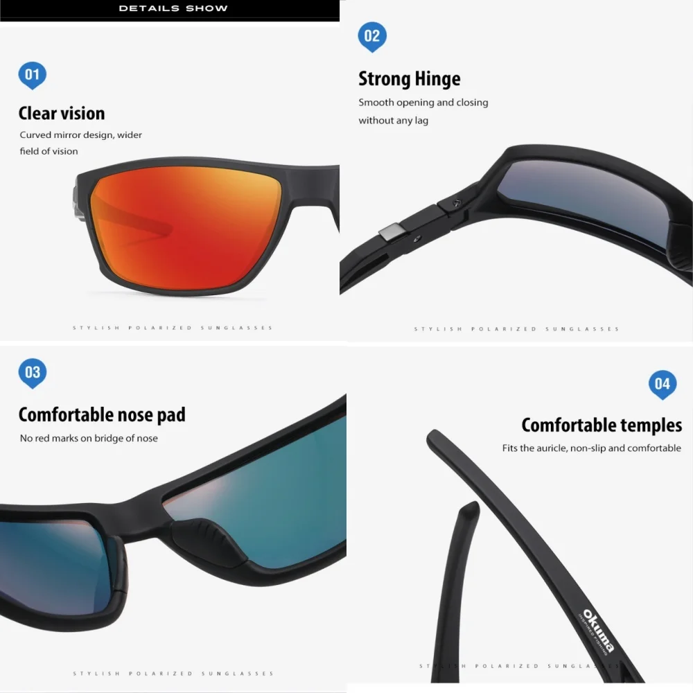 Фото Солнцезащитные спортивные очки OKUMA New Polarized Outdoor Colorful Sun с антибликовым покрытием и эффектом изменения цвета, модель 3098 №4
