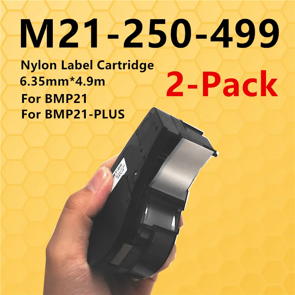 

2 шт., нейлоновая лента для этикеток BMP21, M21, 250, 499, для лабораторных принтеров BMP21 PLUS, BMP21, черно-белая лента для этикеток, 2,5 дюймов