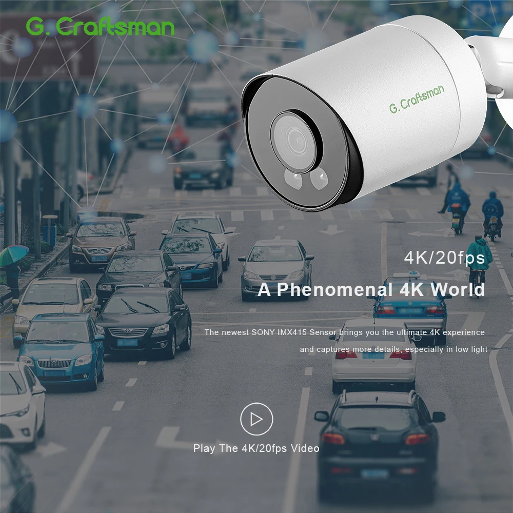 IP-камера 4K POE 20fps SONY Sensor Security CCTV Cam H.265 наружная аудиосистема видеонаблюдения Onvif B2M8S