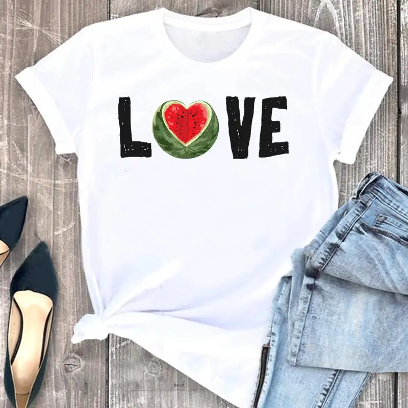 

Women Watermelon Summer Spring 90s Pretty Cartoon Fashion Short Sleeve Print Tshirt Nice Top Graphic Tee Clothing T-shirt