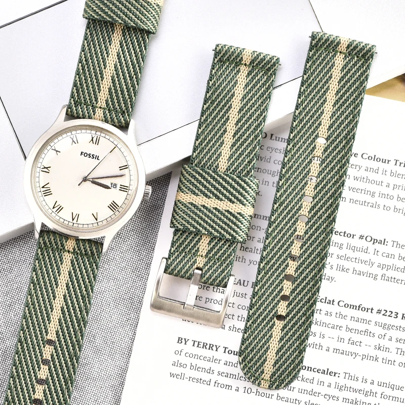 BEAFIRY Twill Nylon Watch Band 18mm 20mm 22mm 24mm Quick release Watch Straps Watchbands fit huawei samsung seiko black blue red