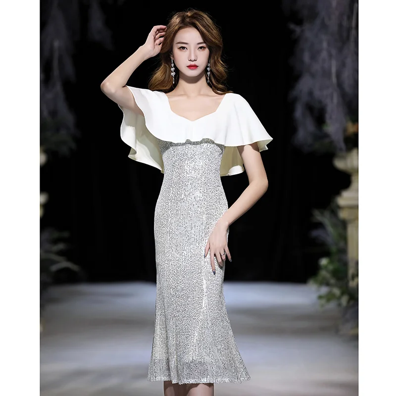 

Вечернее платье с блестками для женщин, новинка весны 2023, темпераментное маленькое и тонкое платье «рыбий хвост», банкетное платье высокой ...
