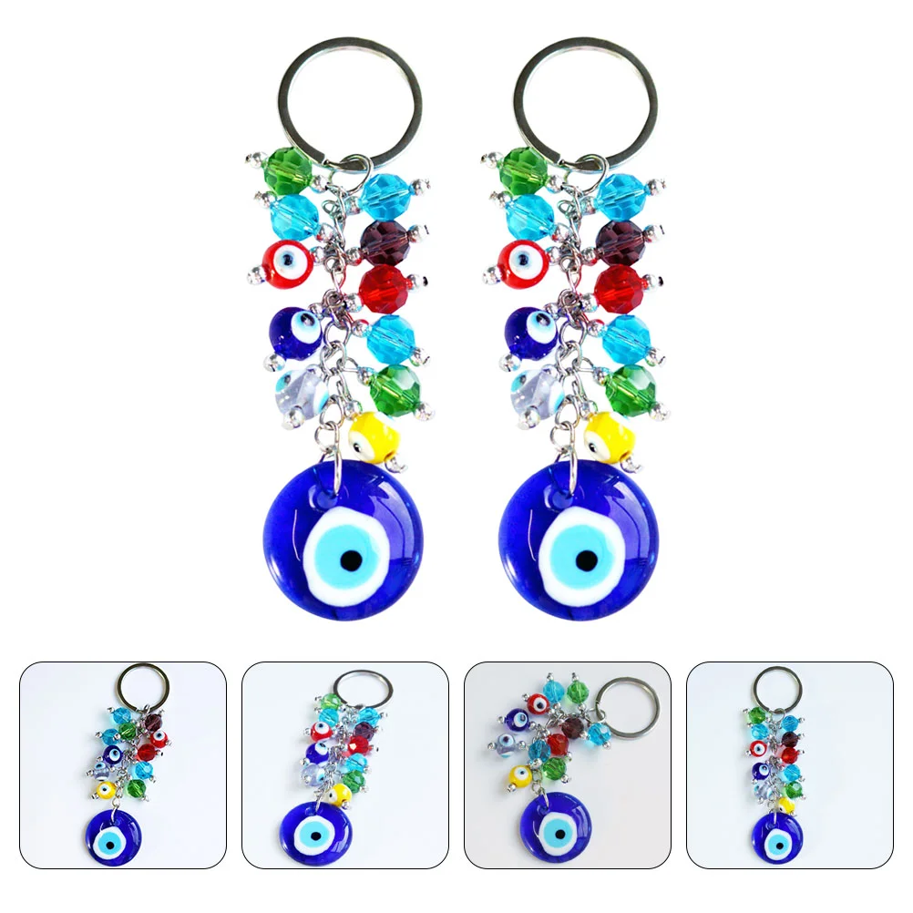 

Eye Evil Keychain Blue Turkish Amulet Pendant Key Ojo Keyring Car Beads De Protection Luck Charm Hand Lucky Hanging Ornament