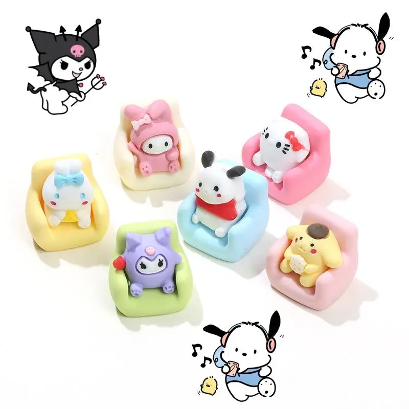 

10Pcs Kawaii Sanrioed Sofa Resin Pochacco Cute Cinnamoroll Kuromi Anime Cartoon DIY Phone Case Hairpin Decorate Hair Accessories