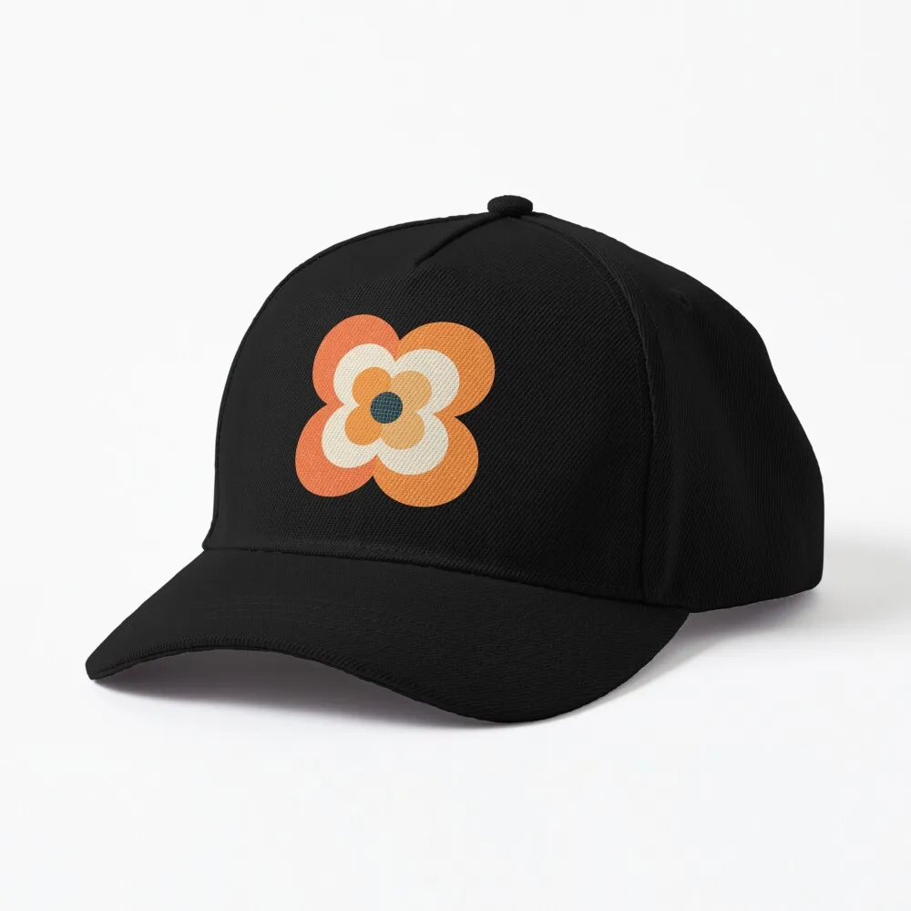 

Retro Flowers - Orange and Charcoal Cap Designed and sold by a Top Seller daisy-beatrice