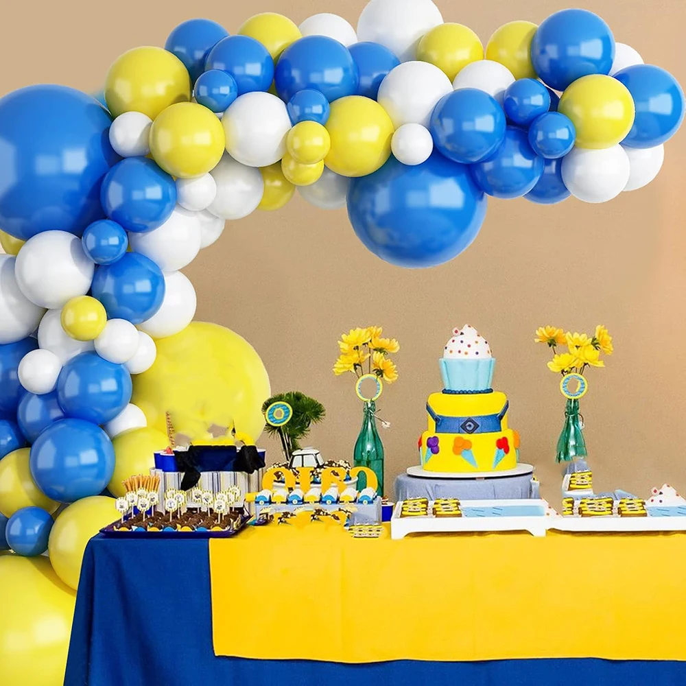 94 шт. сине-желтый комплект гирлянд из воздушных шаров королевские синие белые