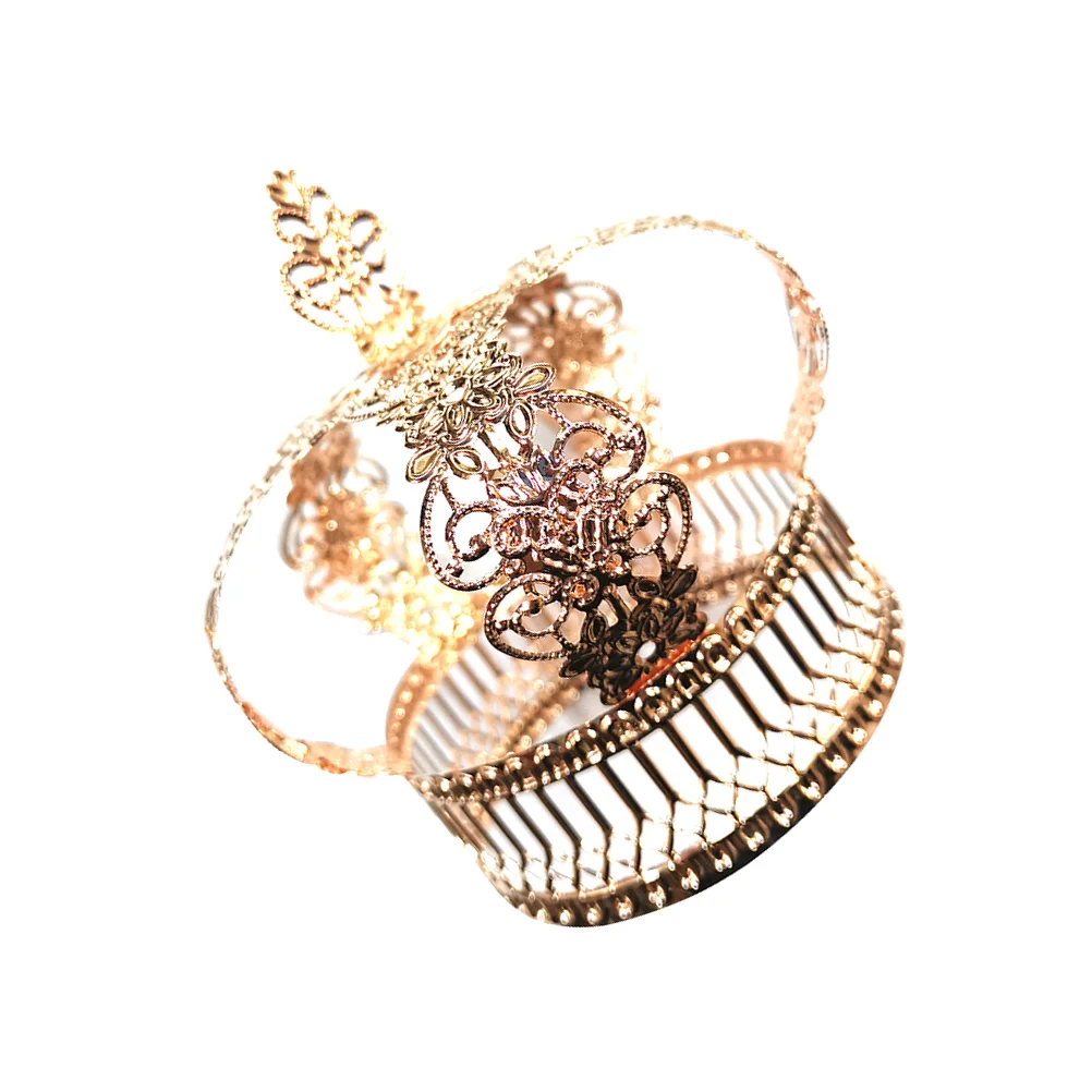 

Cake Party Tiara Brown Rhinestone Birthday Kids Filigree Dessert Decorationminiature Small Bridal Decor