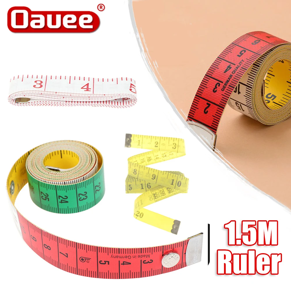 

1.5M/60in Soft Tape Measure Tailor's Tape with Snap Fasteners Body Measuring Double-sided Ruler For Needlework Sewing Tool