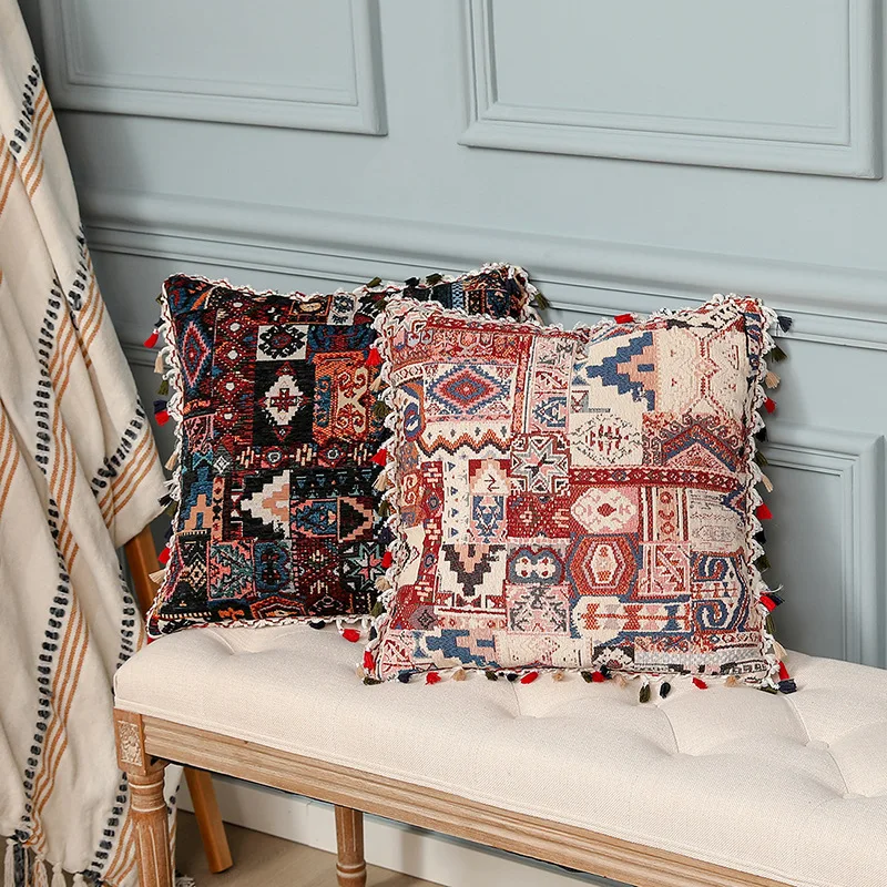 

Богемная Подушка Чехол для льняной диванной подушки с геометрическим рисунком, украшение для дома, марокканские наволочки 45x45, украшение дл...