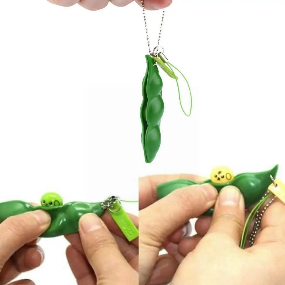 

Extrusion Pea Bean Soybean Edamame Stress Party Chain Chain Cute Bag Ring Trinket Fun Toy Relieve Gift H2a7