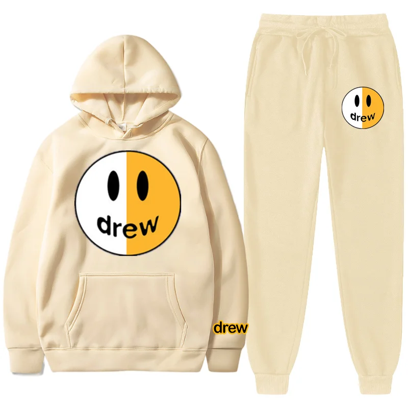 Drew House Men's Tracksuit Casual Hoodies and Sweatpants Two Piece Sets Winter Sports Suit Sweatshirt Set Fashion Male Clothing