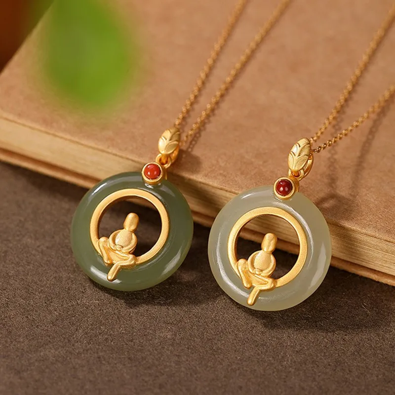 Оригинальная Серебряная Золотая Ретро дзен-пряжка S925 пробы креативная женская подвеска на шею ювелирные изделия