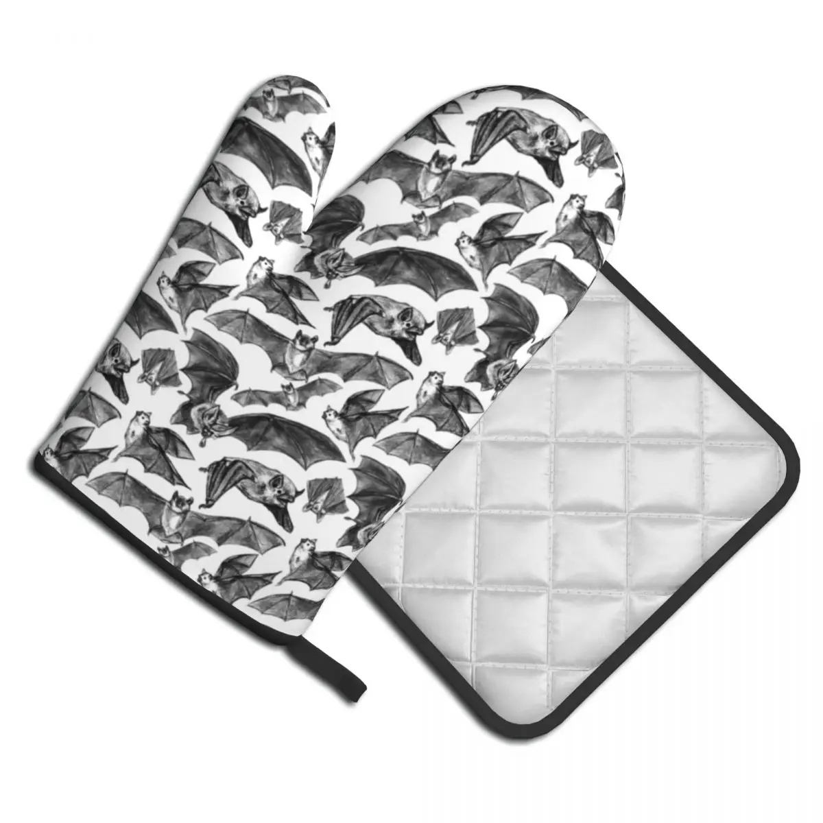 

Кухонные перчатки с рисунком летучая мышь, спутанные летучие мыши, устойчивые к теплу, горячая эргономичная митенка, держатель для кастрюли...