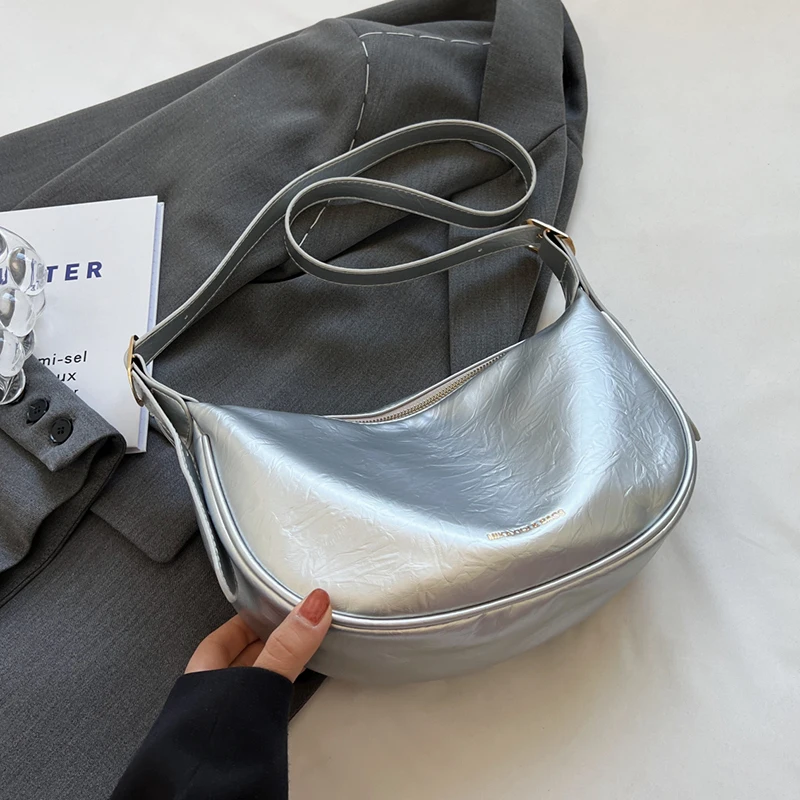 

Маленькие Серебристые Мягкие сумки через плечо Хобо для женщин 2023 Y2K модные кожаные дизайнерские сумки и кошельки Bolso Mujer