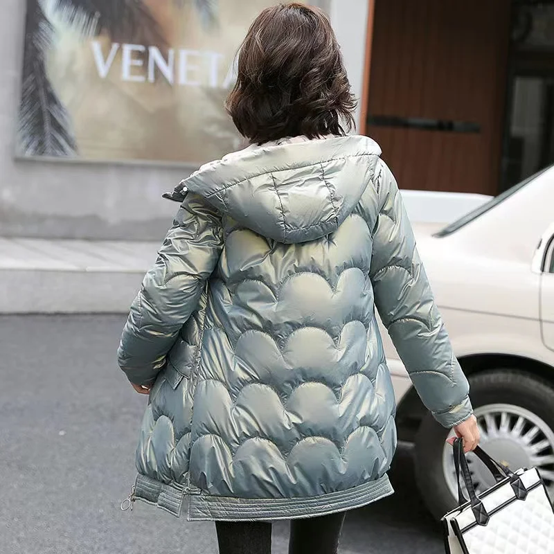 Winter Down Jacket Women 2022 Warm Autumn Glossy Cotton Padded Coat Female Casual Stand Collar Pocket Zipper Jacket Lady Parka