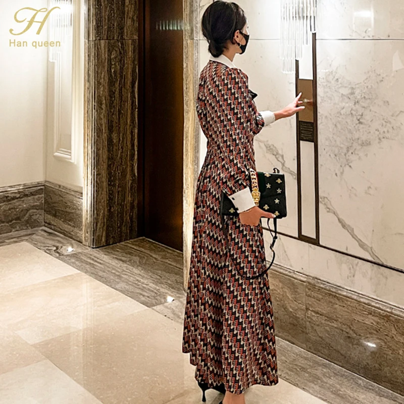 Женское длинное деловое платье H Han Queen элегантное подиумное платье-трапеция с