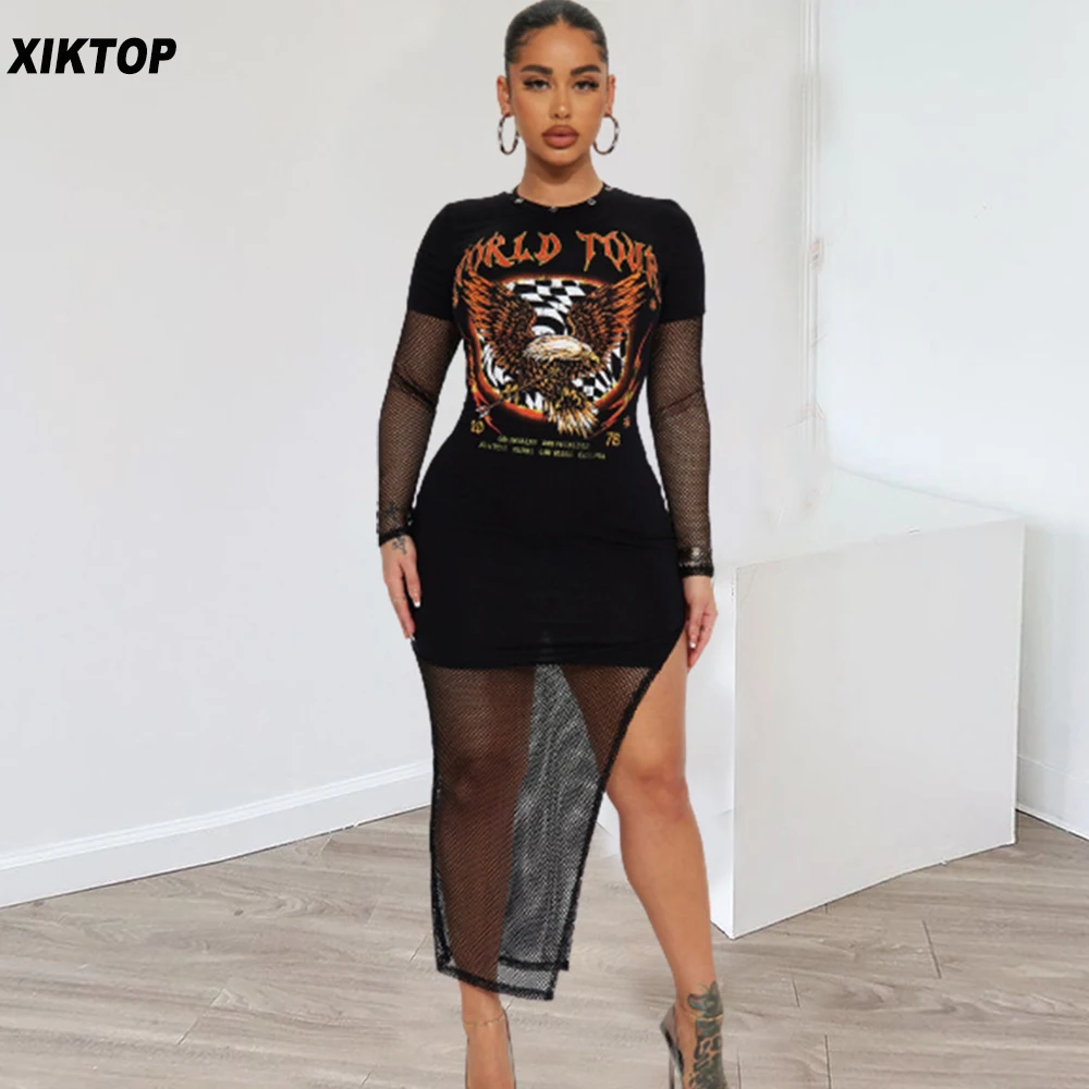 

Платье-макси с длинным рукавом и круглым вырезом, в стиле пэчворк