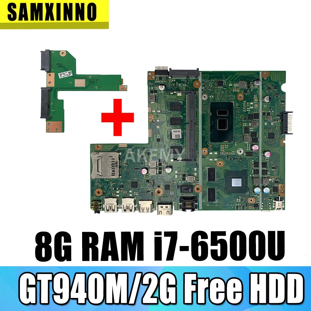 

Новая материнская плата для ноутбука Asus F541U R541U X541U X541UV X541UVK X541UJ, материнская плата 8G RAM i7-6500U GT940M/920M, 2G, Бесплатный жесткий диск