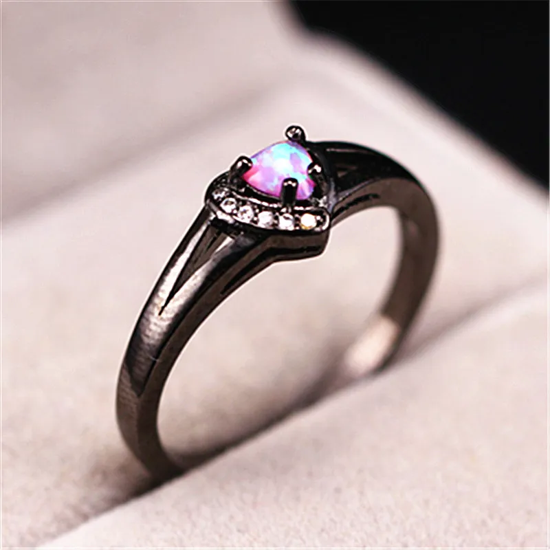 

Rings For Women Fashion White Pink Blue Fire Opal Ring Vintage European Style Gift Stackable Engagement Wedding Jewelry