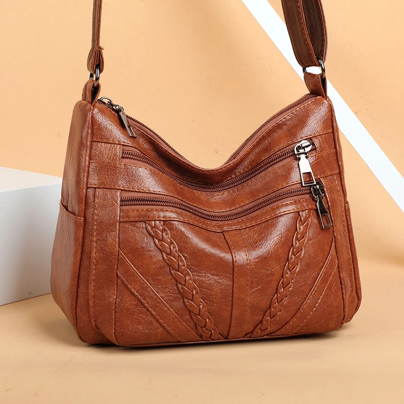 

Fashion Hobos Shoulder Bags for Women Soft Knitting Crossbody Bag High Quality Zipper Purses and Handbags Luxury Designer Bolsos