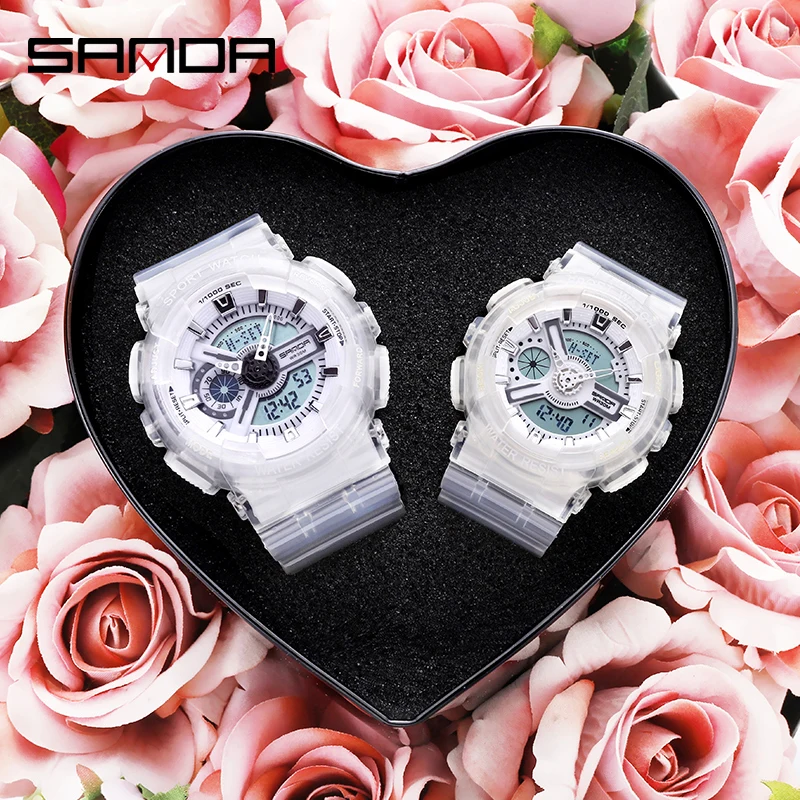 SANDA TOP Brand Fashion Women's Watches Waterproof Outdoor Sport Watch for men Clock White reloj mujer relogio feminino 892/298 enlarge