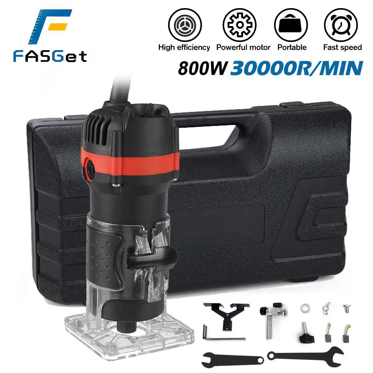 

800W 6.35mm 30000RPM MPT Wood Router Tool Combo Kit Electric Trimmer Woodworking Machines Power Carpentry Manual Trimmer Tools