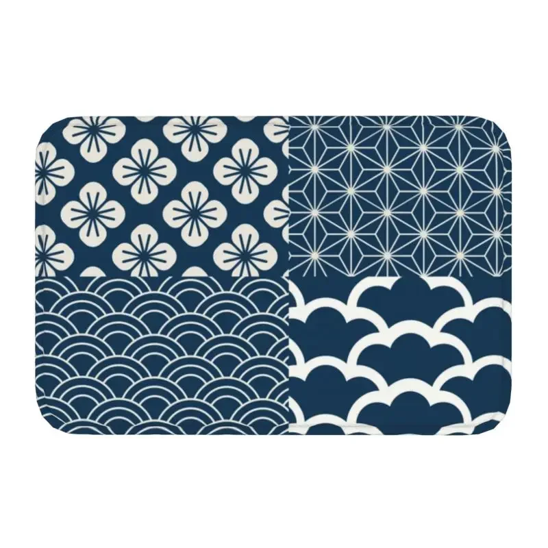 

Японский коврик цвета индиго, Противоскользящие коврики для входной двери, ванной, кухни, коврики с рисунком кимоно для спальни, балкона, коврик, коврик для ног