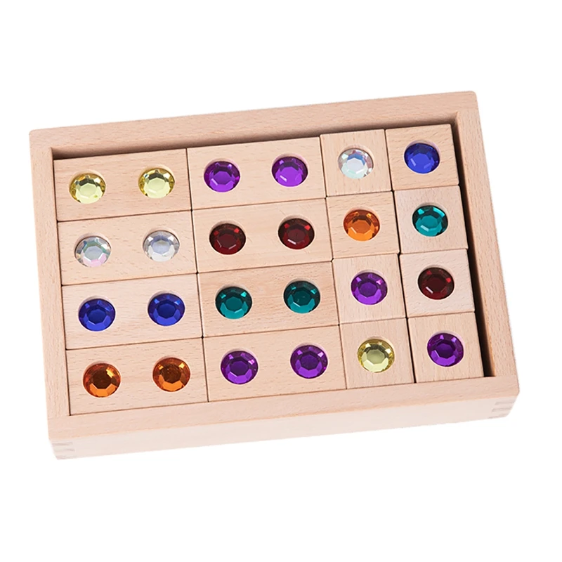 

32Pcs/Set Colour Street Wooden Gem Blocks Kids Blocks Game X Bricks Acrylic Blocks Baby Stacking Toys