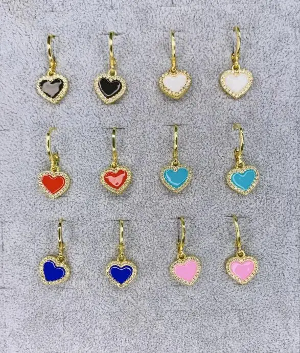 1 пара золотые креативные эмалевые серьги-кольца в форме сердца для женщин летние