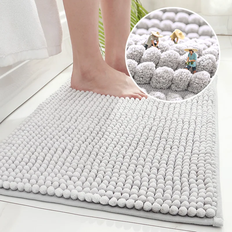 

50X80cm Thick Chenille Hotel Bathroom Floor Mats Home Bedroom Bathroom Entrance Non-slip Absorbent Foot Mat Bath Rug