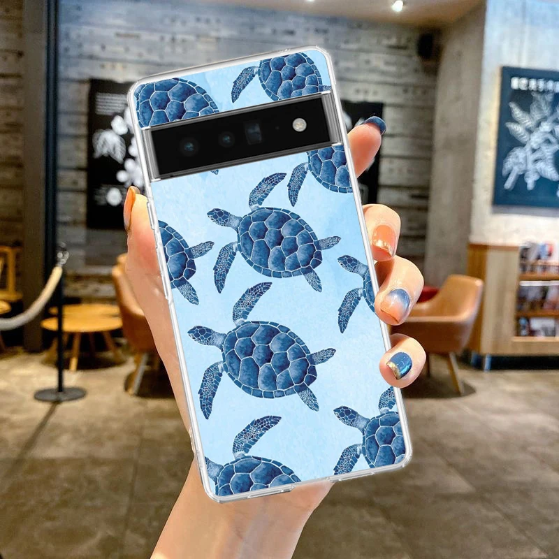 Милый мультяшный мобильный телефон с морской черепахой цвет синий для Google Pixel 9 Pro