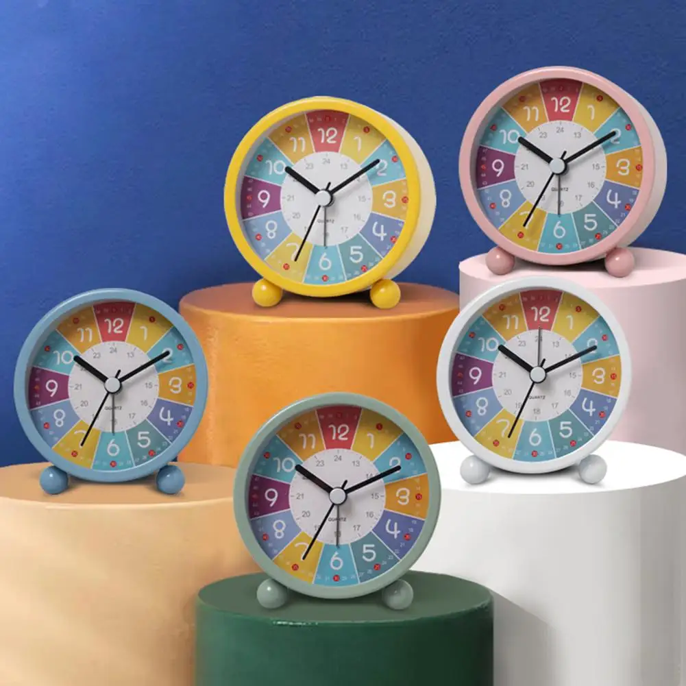 

Children Rainbow Alarm Clock Cartoon Luminous Silent Non-ticking Table Clocks For Bedroom Home Office Decor