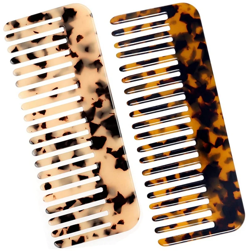 

2PCS Wide Tooth Comb Suitable For Thick Curly Wavy Hair. Handleless Shampoo Comb, Simple Retro Anti-Static Comb