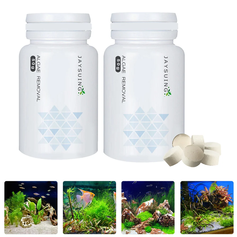 

2 Bottle Removing Moss Algae Tablets Aquarium Clean Remover Fish Tank Detergent Algaecide Removal