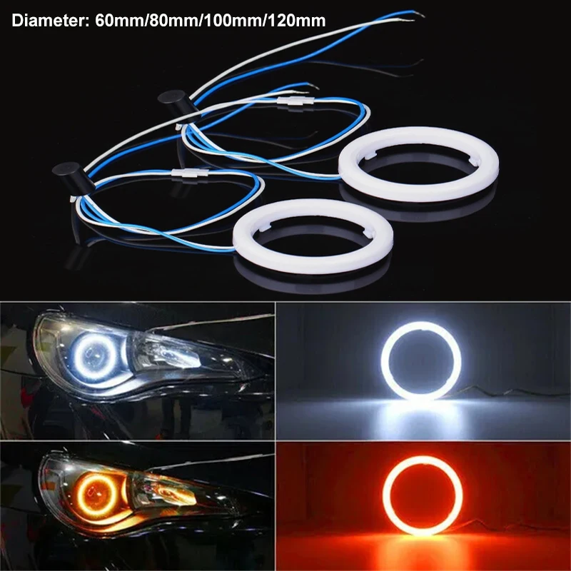 

2x LED Fog Light Angel Eyes Halo Rings Car Headlight Retrofit (Red/White Light)
