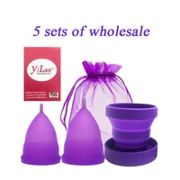 hot 5 set wholesale reusable menstrual cup sterilizing cup copa menstrual coupe menstruelle menstruation cup silica gel lady cup