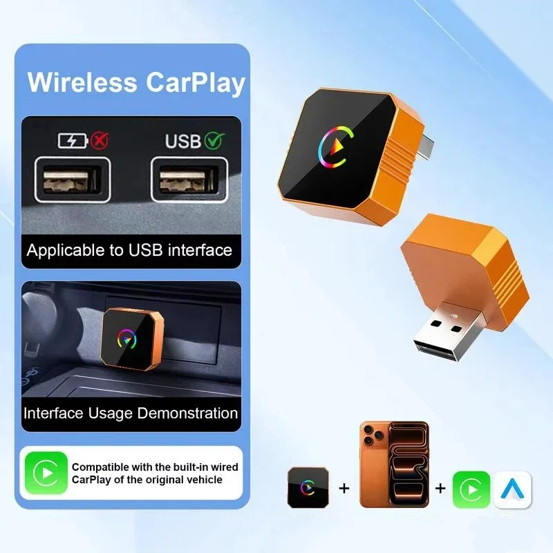 Фото Lenovo Wireless CarPlay Android Auto Adapter 2 In 1 Car Infotainment Box 2026 Plug Play Fast Auto-Reconnect AI Smart Box NEW №5