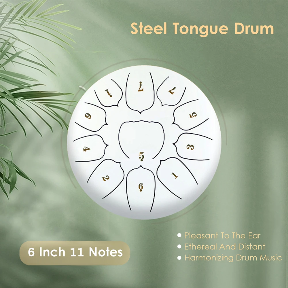 

6 Inch Steel Tongue Drum 11 Notes Handpan Drum with Drum Mallet Finger Picks Percussion for Meditation Yoga
