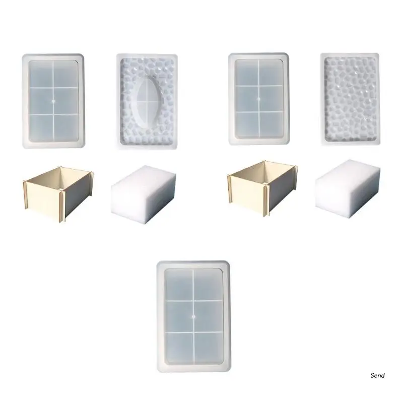 

Box Resin Silicone Molds Crystal Molds for DIY Flower Pot Trinket Box Tissue Box Crafts Home DecorJewelry Storage Box