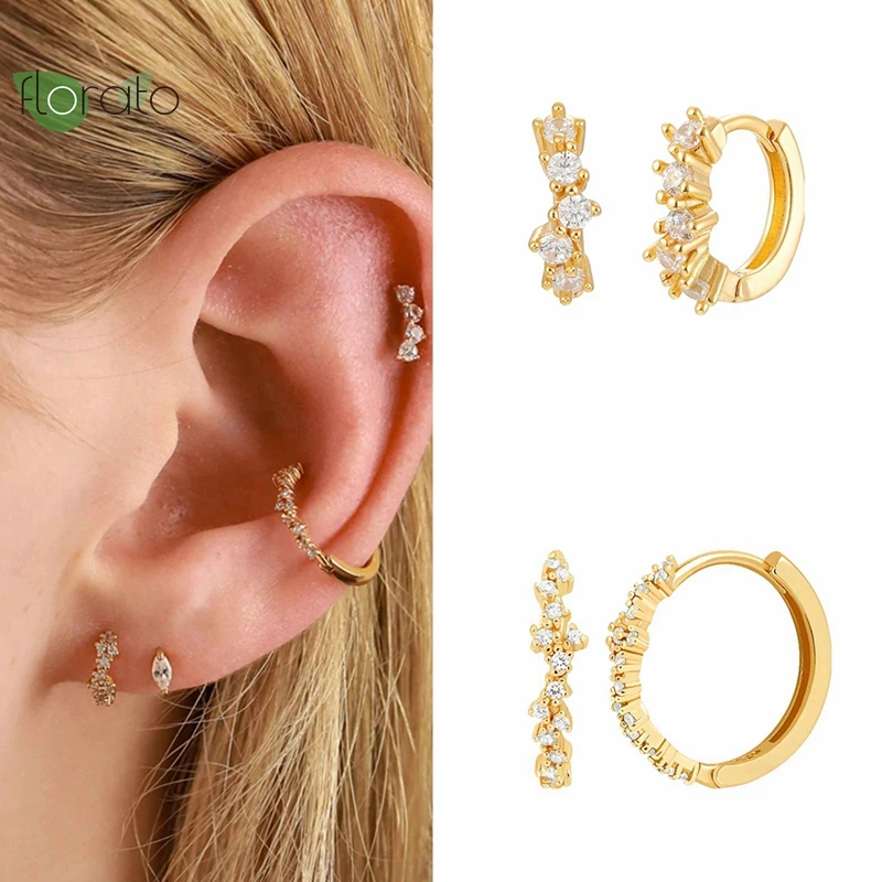 

Серьги Yuxintome из стерлингового серебра 925 пробы, модные женские серьги, Золотые серьги, нежные маленькие серьги-кольца, высокие ювелирные изд...