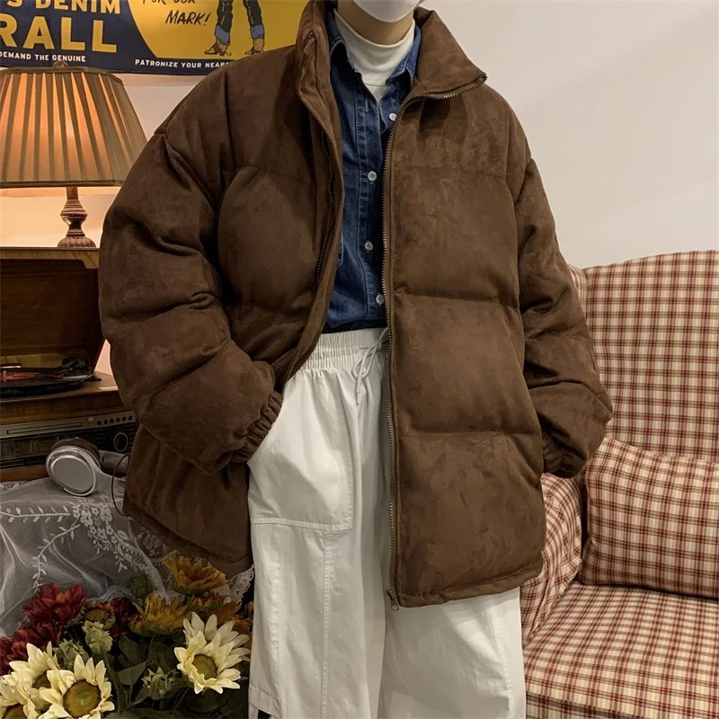 

Winter Jacket Men Warm Fashion 4-color Thickened Suede Jacket Men Streetwear Korean Loose Thick Short Coat Mens Parker Clothes