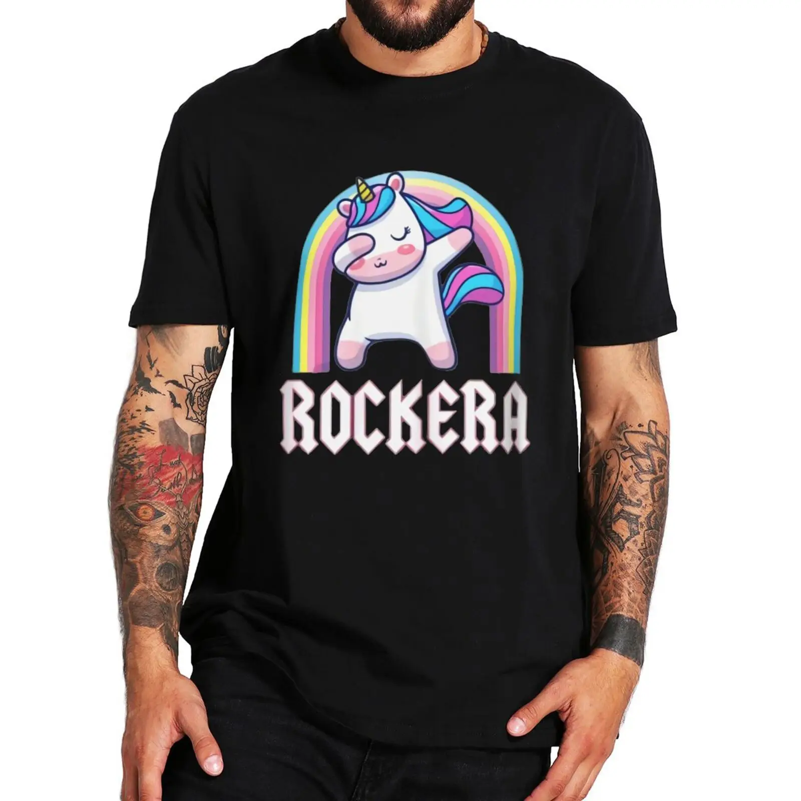 

Kaus Kebaruan Unicorn Rocker Lucu untuk Pria Wanita Atasan Kaus Kasual Camiseta Musim Panas Ukuran 100% Katun Lengan Pendek