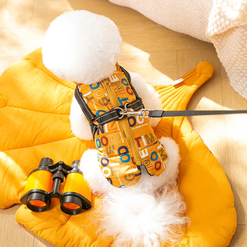 

Fashion Outdoor Vest Pet Clothing Dogs Cotton Jacket Dog Clothes Costume French Bulldog Print Autumn Winter Yollow Boy Mascotas
