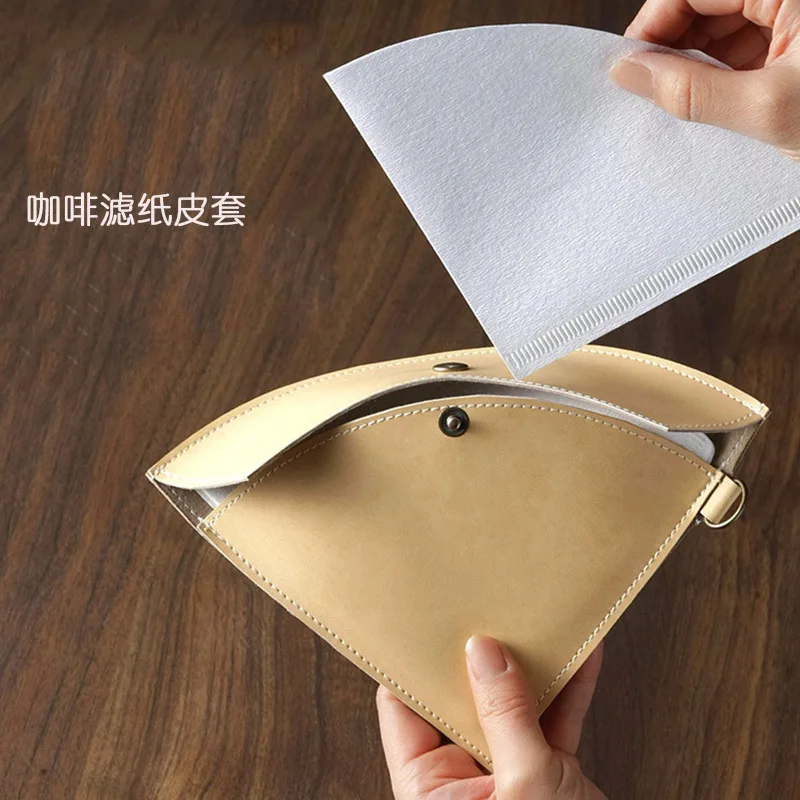 Купи Travel Coffee Filter Paper Case Carry Bag Conical Trapezoid Filter Paper Storage Leather Coffee Filter Paper Holder V60 за 398 рублей в магазине AliExpress