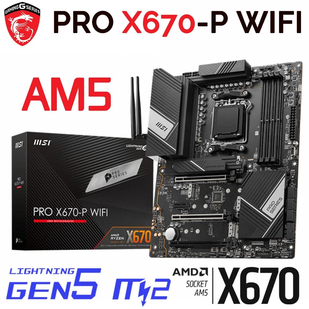 

AM5 Motherboard DDR5 AMD X670 MSI PRO X670-P WIFI 128GB M.2 Wi-Fi 6E Desktop AMD X670 Mainboard AMD RYZEN 7000 Series AM5 ATX