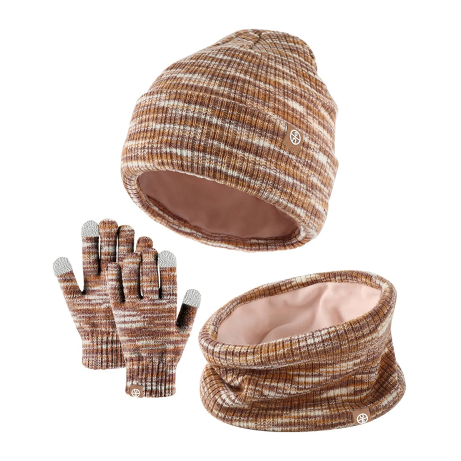 Зимняя детская вязаная шапка перчатки шарф комплект уличных толстых теплых